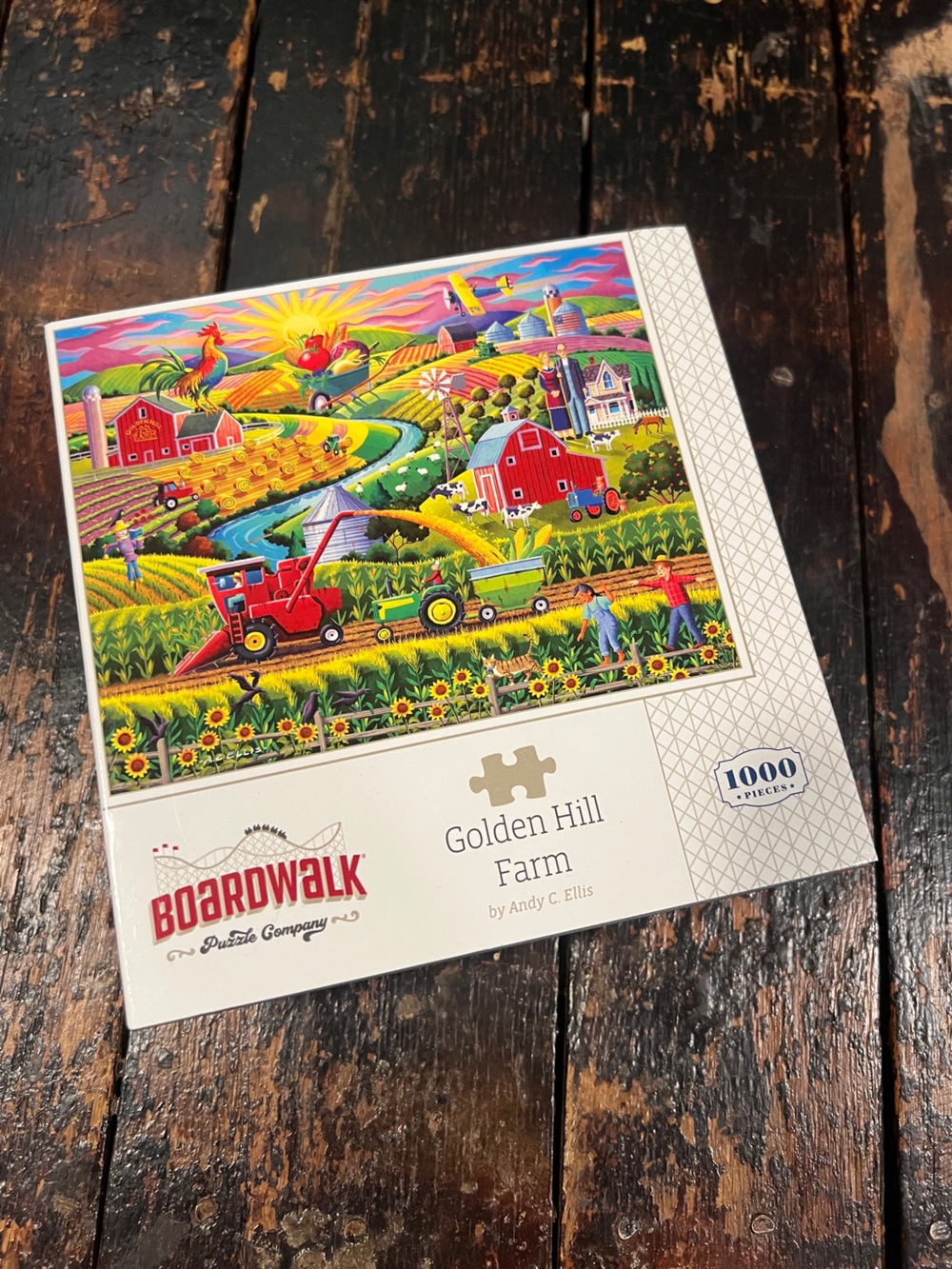 NEW Boardwalk Golden Hill Farm Puzzle - Colorful Farm Scene